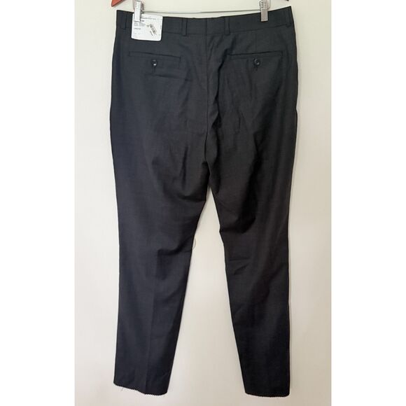 NWT Kenneth Cole Gray Slim Fit Wool Pants Unhemmed Modern Suit Trousers W36 - Picture 3 of 8